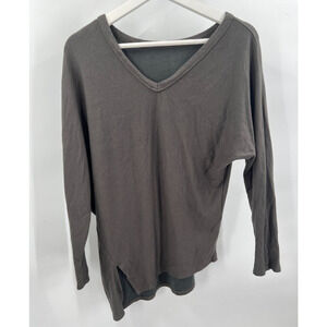 Heather S Small Womens Olive Green Modal Asymmetrical Shirt Top Made In Usa